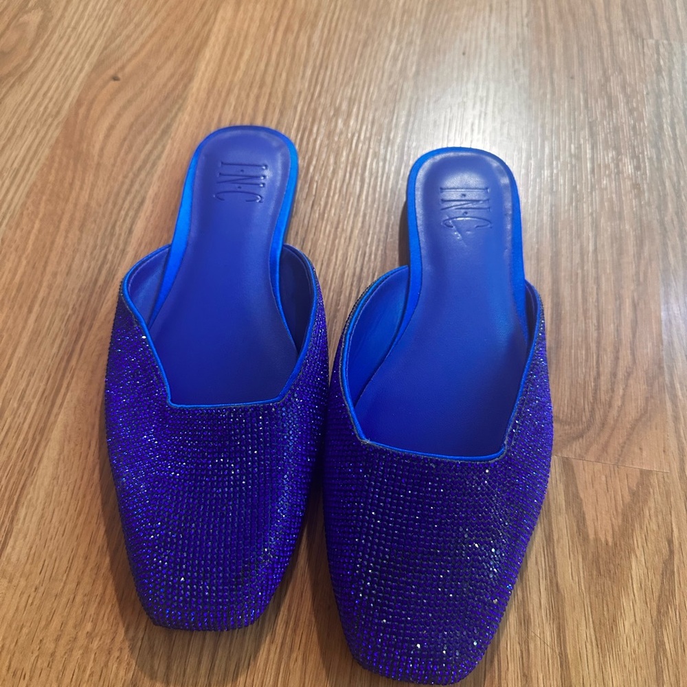 INC International Concepts Sparkling Blue Mules